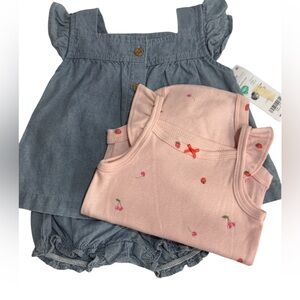 Carter's Blue Denim Buttoned Diaper Cover Set